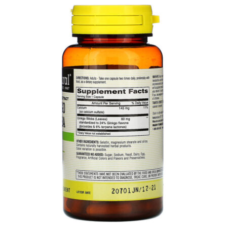 Mason Natural, Ginkgo Biloba, Standardized Extract, 60 Capsules - Imagem 2