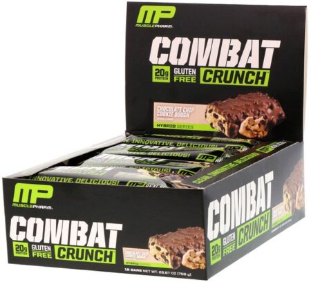 MusclePharm, Combat Crunch, Massa de Biscoito de Chocolate, 12 Barras, 63 g Cada