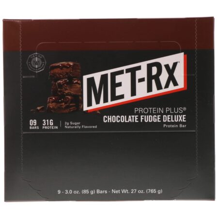 MET-Rx, PROTEIN PLUS Bar, Chocolate Fudge Deluxe, 9 Bars, 3.0 oz (85 g) Each - Image 2