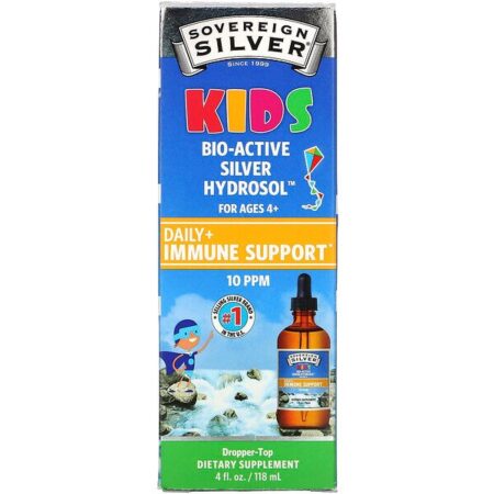 Sovereign Silver, Bio-Active Silver Hydrosol, For Kids, Daily Immune Support Drops, 10PPM, 4 fl oz (118 ml)