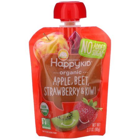 Happy Family Organics, Happy Squeeze, Superalimentos Orgânicos, Twist, Maçã Orgânica, Beterraba, Morango e Kiwi, 4 Sachês, 90 g (3,17 oz) Cada - Image 3