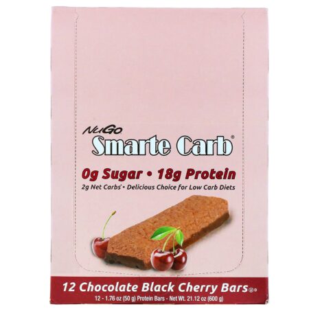 NuGo Nutrition, Smarte Carb Bar, Chocolate Black Cherry, 12 Bars, 1.76 oz (50 g) Each - Image 2