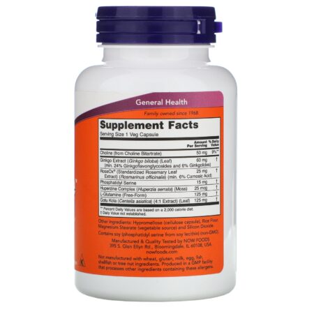 Now Foods, Brain Elevate, 120 Cápsulas Vegetais - Image 2