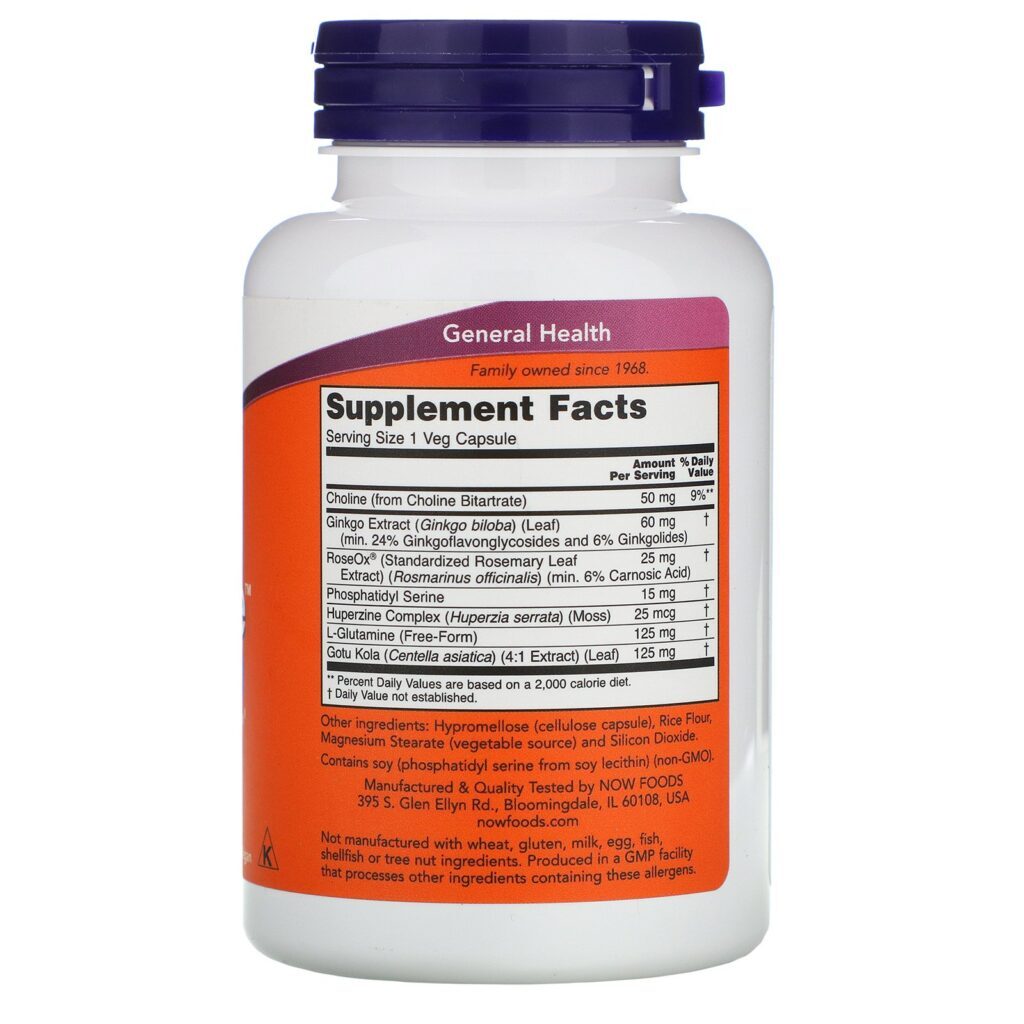 Now Foods, Brain Elevate, 120 Cápsulas Vegetais - Imagem 2