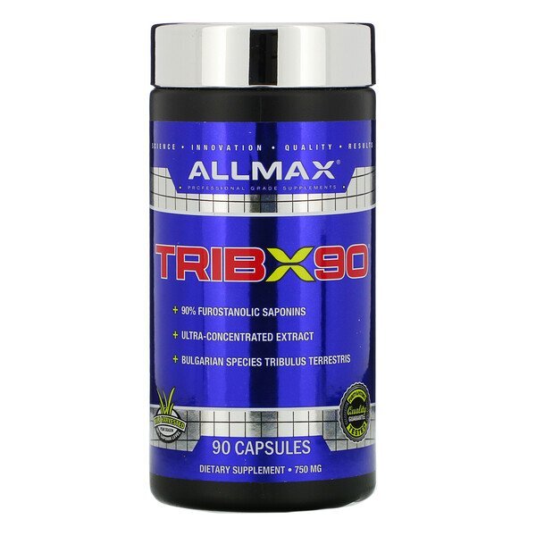 ALLMAX Nutrition, TribX90, Bulgarian Tribulus Ultraconcentrado, Furostanolic Saponins 90%, 750 mg, 90 Cápsulas
