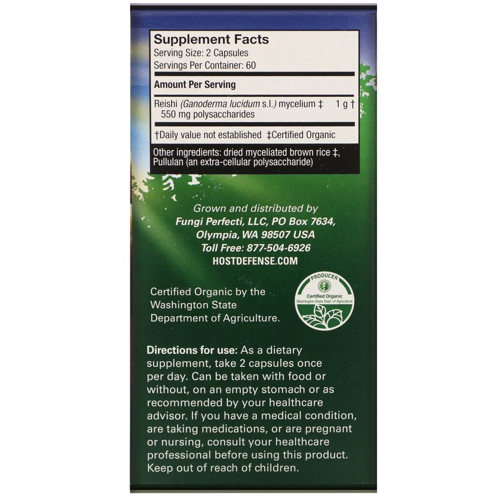 Fungi Perfecti, Reishi, Longevity Support, 120 Vegetarian Capsules - Imagem 2