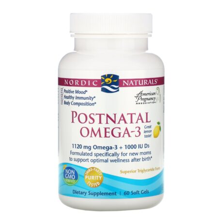 Nordic Naturals, Postnatal Omega-3, Lemon, 1,120 mg, 60 Soft Gels - Image 3