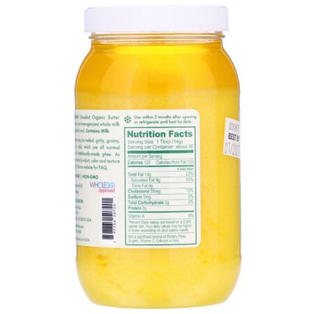 Pure Indian Foods, Ghee Original 100% Orgânico, Alimentado com Capim, 425 g (15 oz) - Image 2