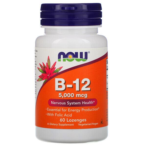 Now Foods, B-12, 5.000 mcg, 60 Pastilhas