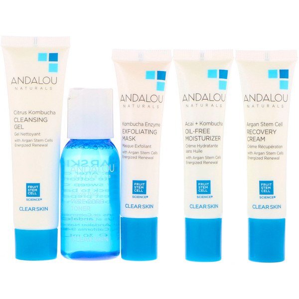 Andalou Naturals, Get Started Clareador, Cuidados com a Pele Essenciais, Conjunto com 5 Peças