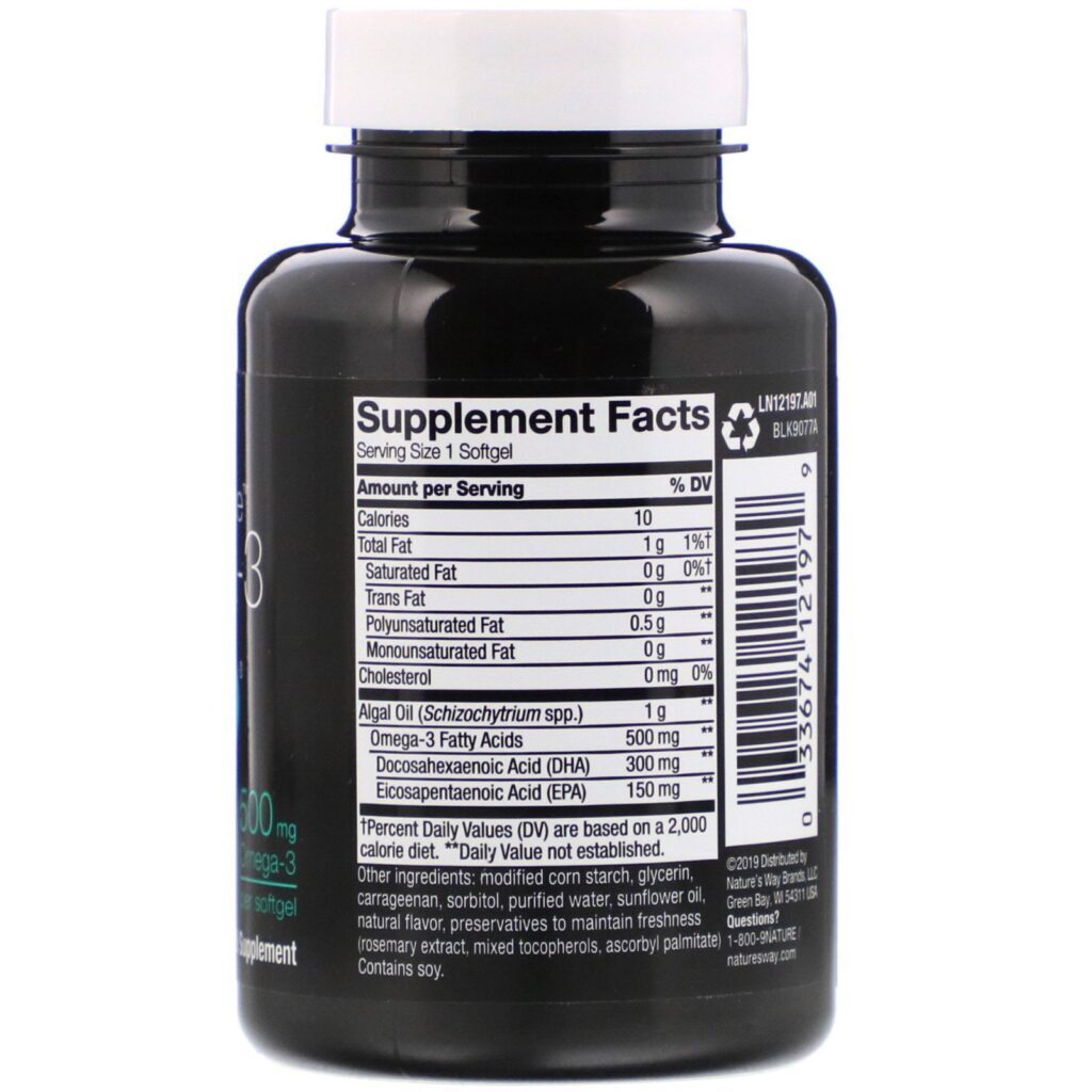 Ascenta, NutraVege, Ômega-3 vegetal, 500 mg, 30 Cápsulas gelatinosas - Imagem 2
