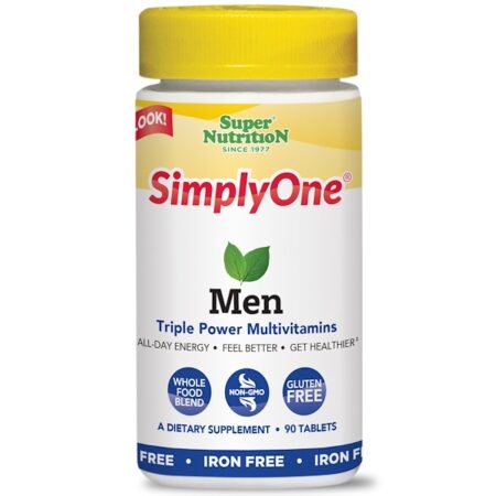 Super Nutrition, SimplyOne, Masculino, Multivitamínico de Poder Triplo, Sem Ferro, 90 Comprimidos