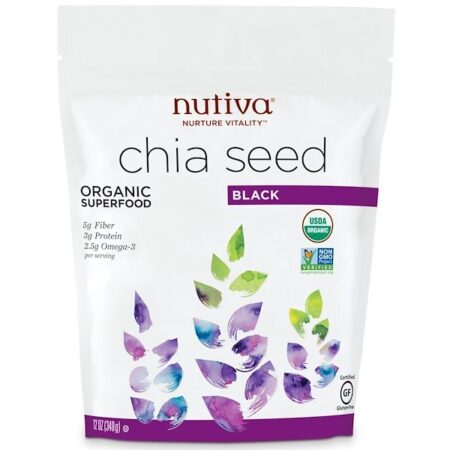 Nutiva, Semente de Chia Orgânica, Preta, 12 oz (340 g)