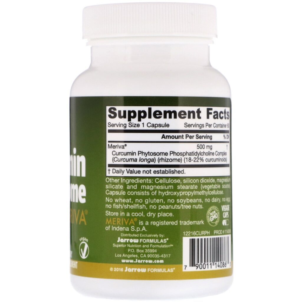 Jarrow Formulas, Curcumin Phytosome with Meriva, 500 mg, 60 Cápsulas Vegetais - Imagem 2