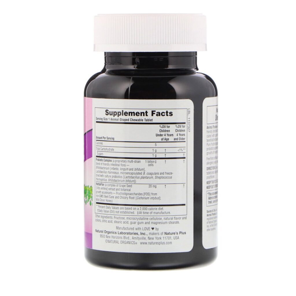 Nature's Plus, Source of Life, Animal Parade, AcidophiKidz, Children's Chewable, Natural Berry, 90 Animal-Shaped Tablets - Imagem 2