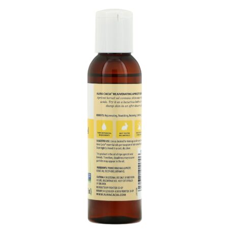 Aura Cacia, Skin Care Oil, Rejuvenating Apricot Kernel, 4 fl oz (118 ml) - Image 2