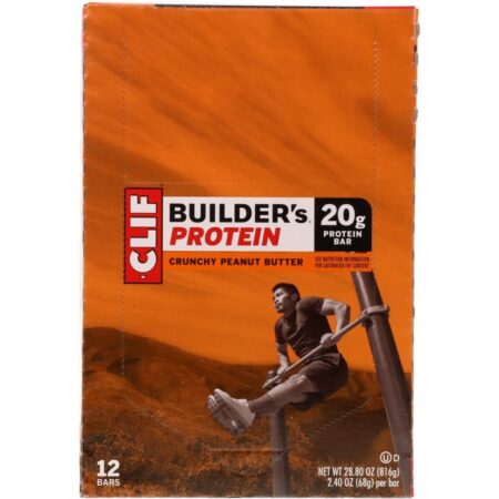 Clif Bar, Barra de Proteína Builder's, Manteiga de Amendoim Crocante, 12 Barras, 68 g Cada - Imagem 2