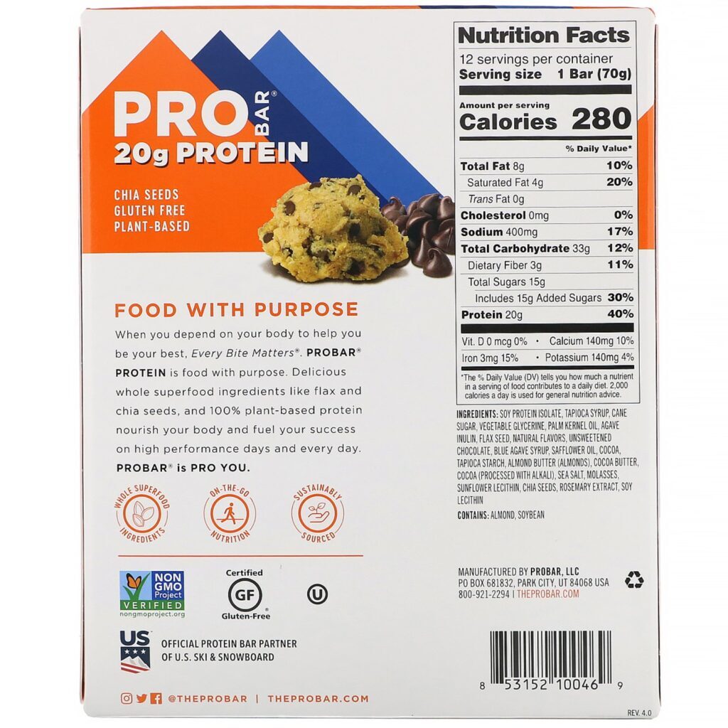 ProBar, Barra de Proteínas, Massa de Biscoito, 12 Barrinhas, 70 g (2,47 oz) Cada - Imagem 3