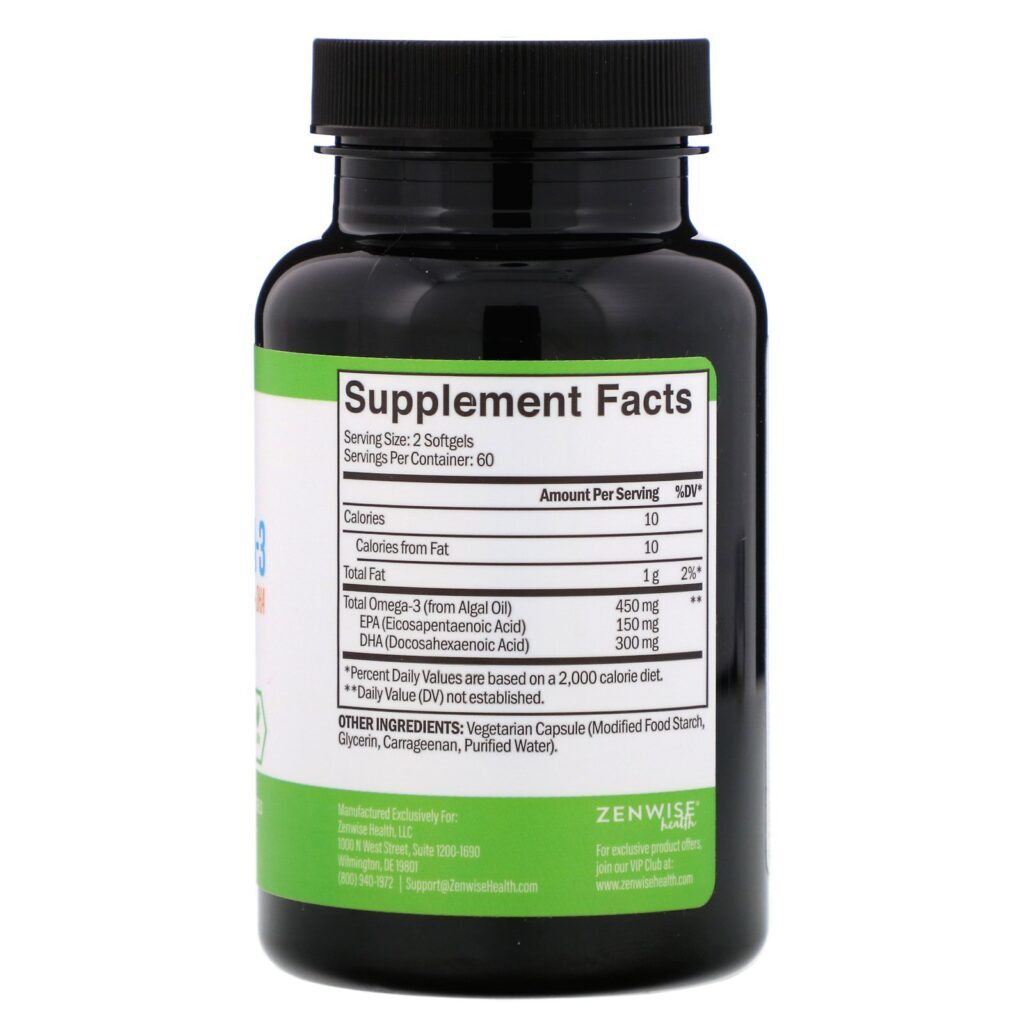 Zenwise Health, Ômega-3 Vegano Derivado de Algas Marinhas, 120 Cápsulas Softgel - Imagem 2