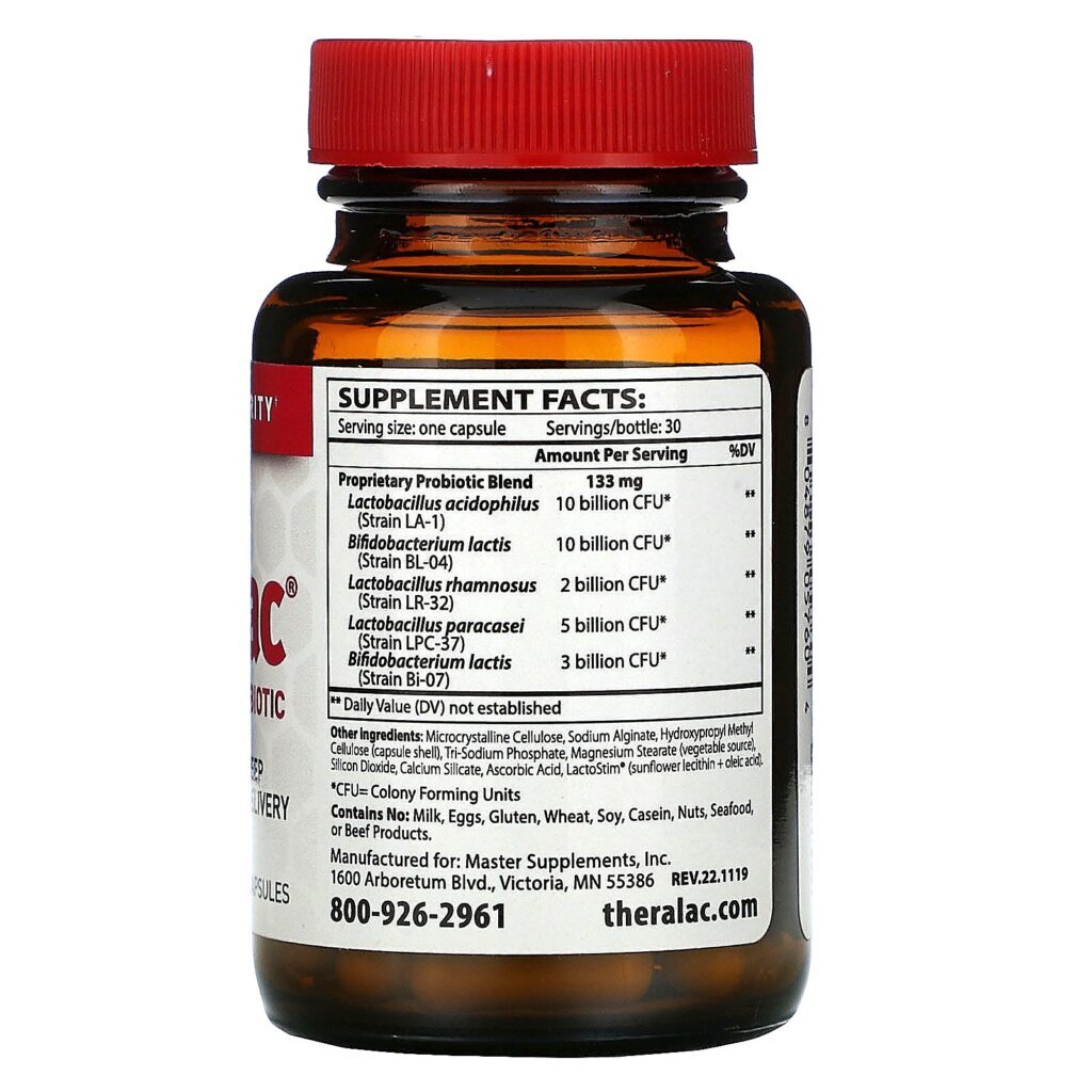 Master Supplements, Theralac, Broad Spectrum Probiotic, 30 Capsules - Imagem 2