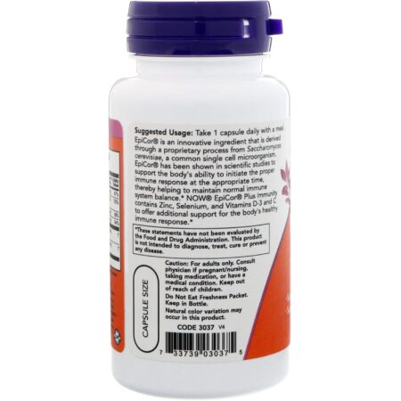 Now Foods, EpiCor Plus Immunity, 60 Cápsulas Vegetais - Image 3