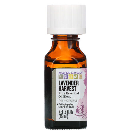 Aura Cacia, Mistura Pura de Óleos Essenciais, Colheita de Lavanda, 15 ml (0,5 fl oz)