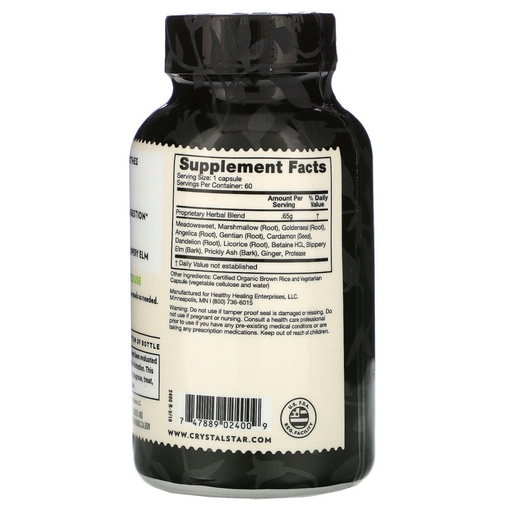 Crystal Star, Auxílio Gastrointestinal, 60 Cápsulas Vegetarianas - Imagem 2