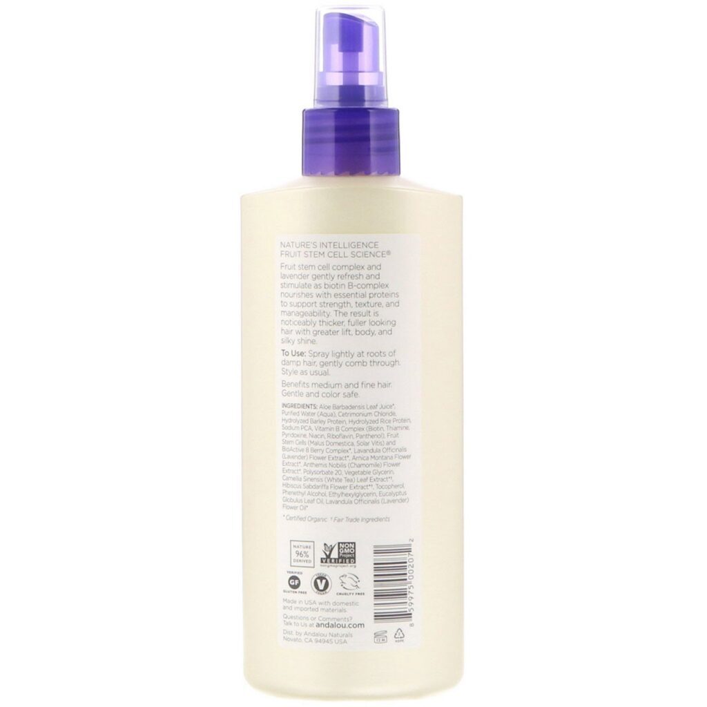 Andalou Naturals, Spray para Estilo, Volume Completo, Lavanda e Biotina, 8,2 oz (242 ml) - Imagem 2