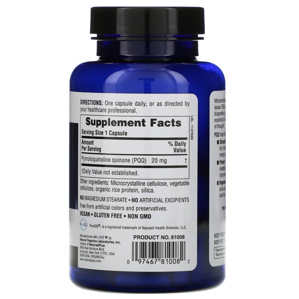 Nature's Plus, BrainCeutix, PQQ, 60 cápsulas - Imagem 2