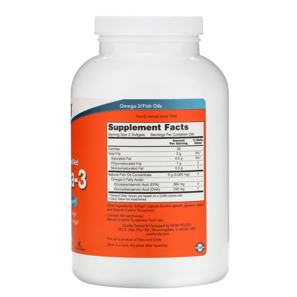 Now Foods, Ômega-3 Destilado Molecularmente, 500 Cápsulas Softgel - Imagem 2