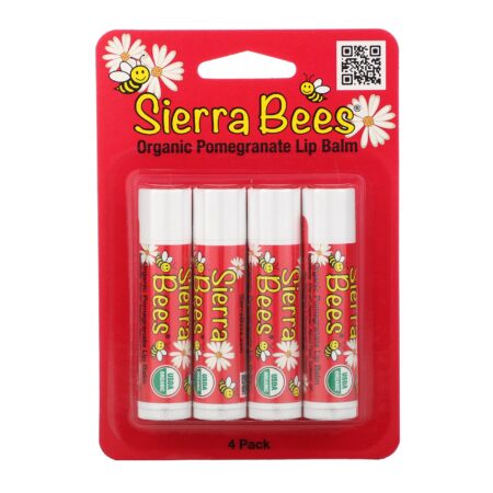 Sierra Bees, Protetores Labiais Orgânicos, Romã, 4 Embalagens, 0,15 oz (4,25 g) Cada - Image 2