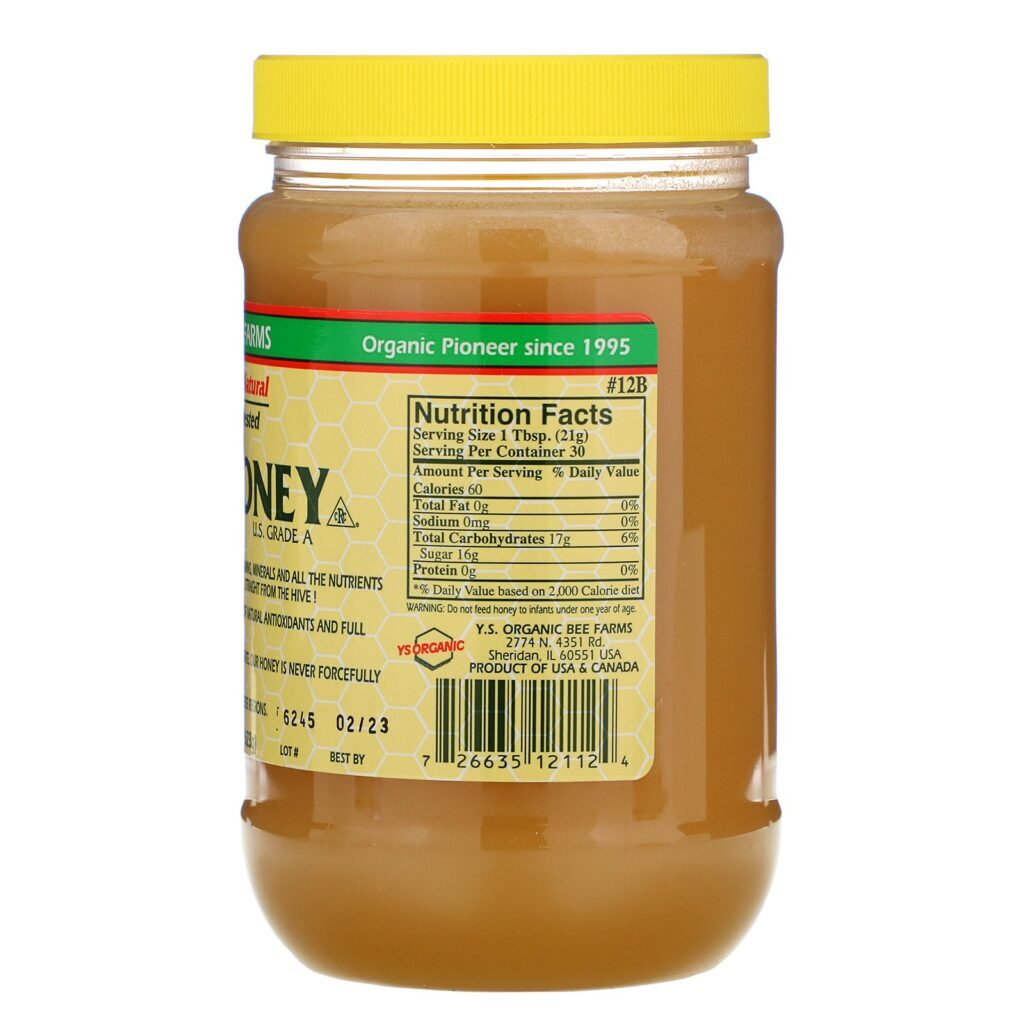 Y.S. Eco Bee Farms, Mel Cru, Grau Americano A, 623 g (22,0 oz) - Imagem 2