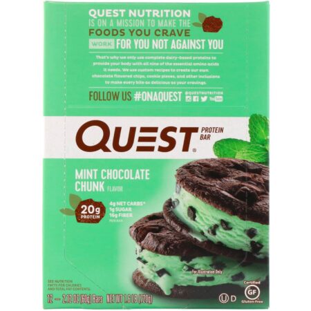 Quest Nutrition, Barra de Proteínas, Chocolate com Hortelã, 12 Barras, 60 g (2,12 oz) Cada - Image 2