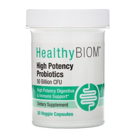 HealthyBiom, Probióticos de Alta Potência, 50 Bilhões de UFCs, 30 Cápsulas Vegetais