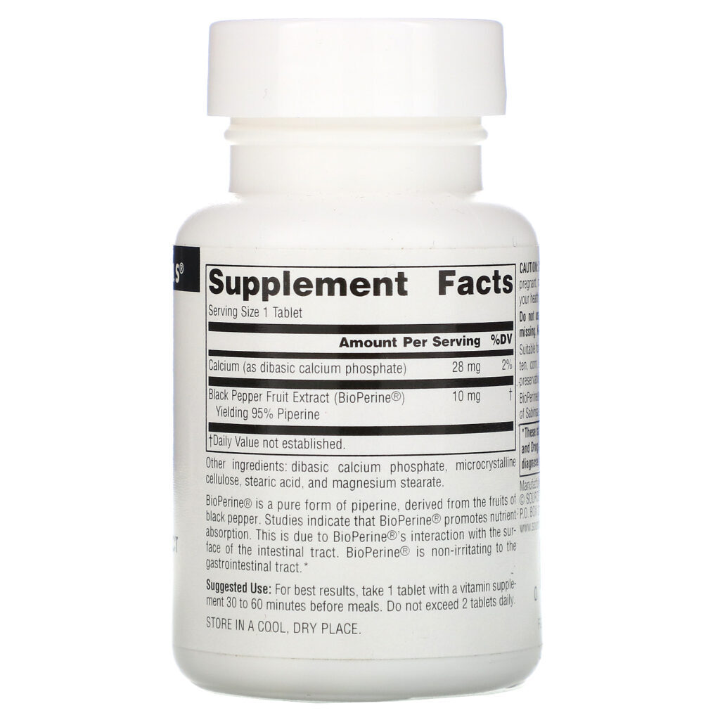 Source Naturals, BioPerine, 10 mg, 120 Comprimidos - Imagem 2