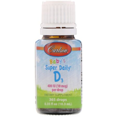 Carlson Labs, Baby's Super Daily D3, 10 mcg (400 IU), 0.35 fl oz (10.3 ml) - Image 3