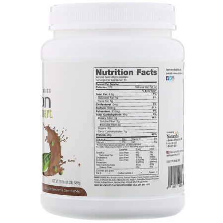 VeganSmart, Shake Proteico de Ervilha Orgânica, Chocolate, 20,6 oz (585 g) - Image 2