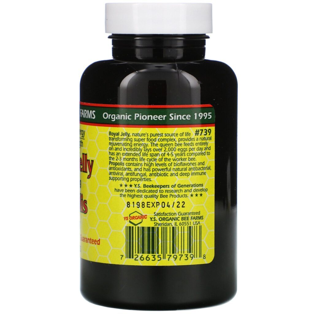 Y.S. Eco Bee Farms, Royal Jelly, Propolis, 60 Capsules - Imagem 2