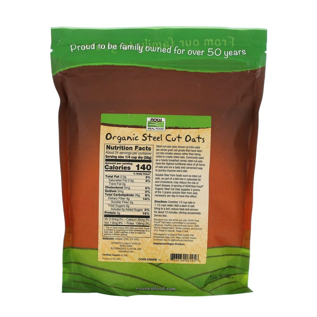 Now Foods, Real Food, Aveia Grossa Orgânica, 907 g (2 lbs) - Imagem 2