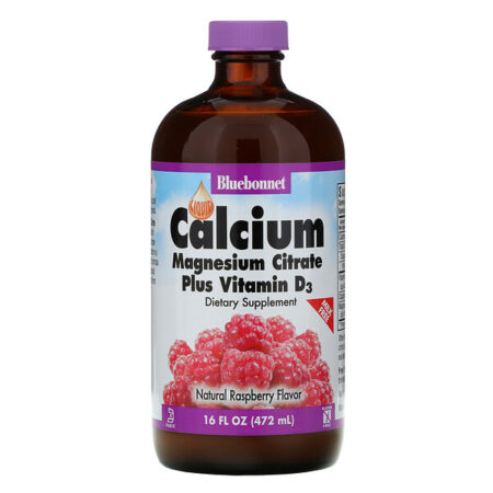 Bluebonnet Nutrition, Cálcio Líquido, citrato de magnésio e vitamina D3, sabor natural de framboesa, 16 fl oz (472 ml)