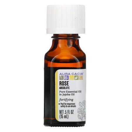 Aura Cacia, Óleo Essencial Puro, Absoluto de Rosa, 15 ml (0,5 fl oz)