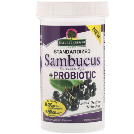 Nature's Answer, Sambucus + ProBiotic, 60 Vegan DuoCap Capsules - Imagem 3
