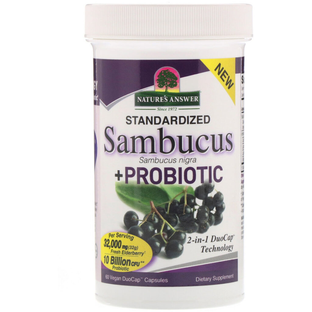 Nature's Answer, Sambucus + ProBiotic, 60 Vegan DuoCap Capsules - Imagem 3