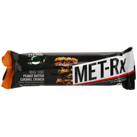 MET-Rx, Big 100, Meal Replacement Bar, Peanut Butter Caramel Crunch, 9 Bars, 3.52 oz (100 g) Each - Image 4