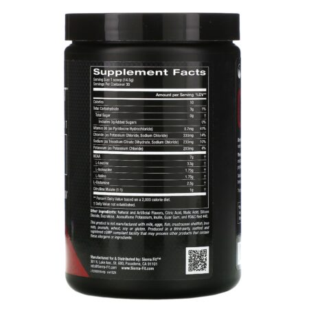 Sierra Fit, BCAA e Eletrólitos, 7 g de BCAAs, Ponche de Frutas, 435 g (15,34 oz) - Image 2