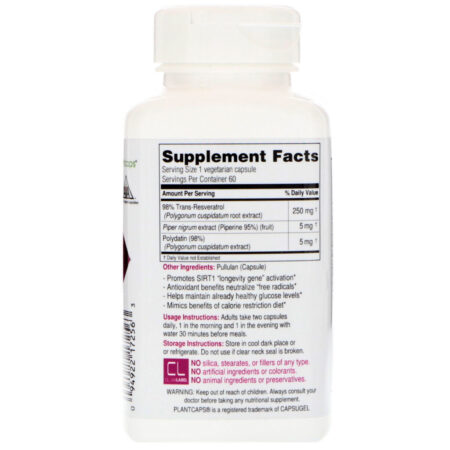 Biotivia, Bioforte, 98% Trans-Resveratrol, 250 mg, 60 Cápsulas - Imagem 2