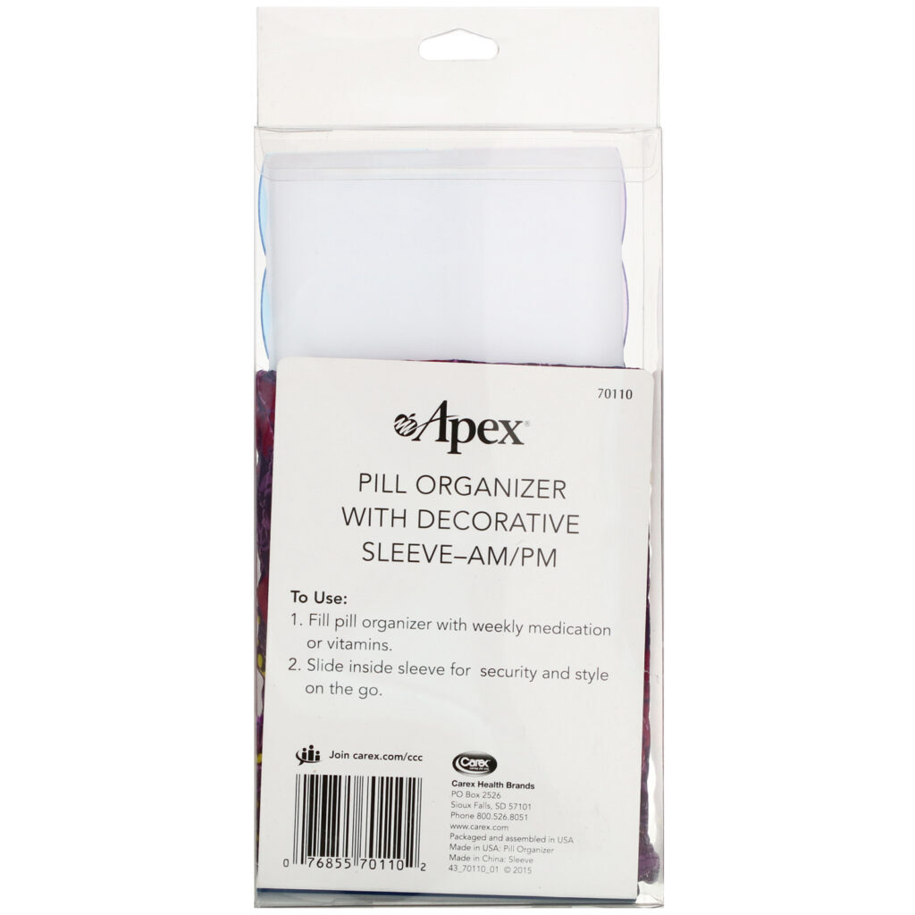 Apex, Pill Organizer with Decorative Sleeve, AM/PM, 2 Pill Organizers - Imagem 3