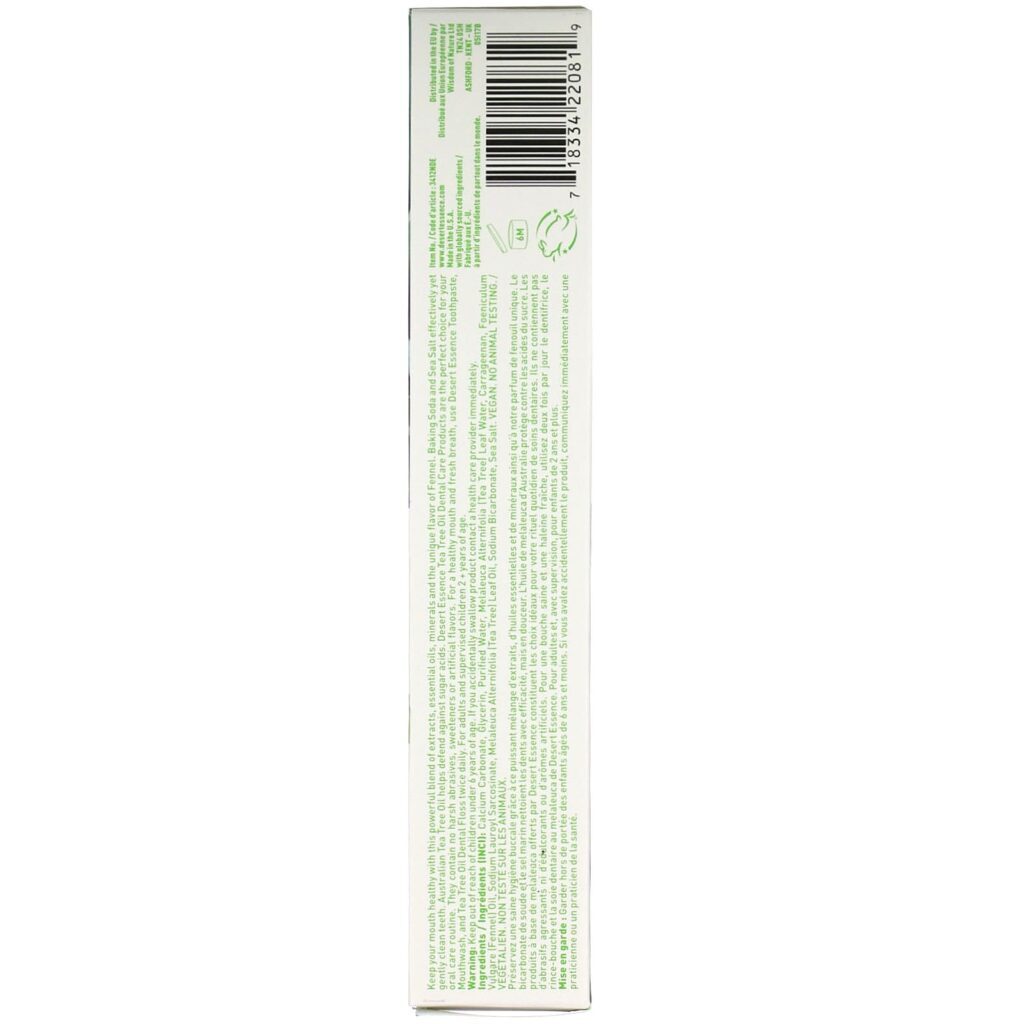 Desert Essence, Creme dental de óleo de melaleuca, erva-doce, 6,25 onças (176 g) - Imagem 3