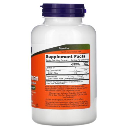 Now Foods, Glucomanan, 575 mg, 180 Cápsulas - Image 2