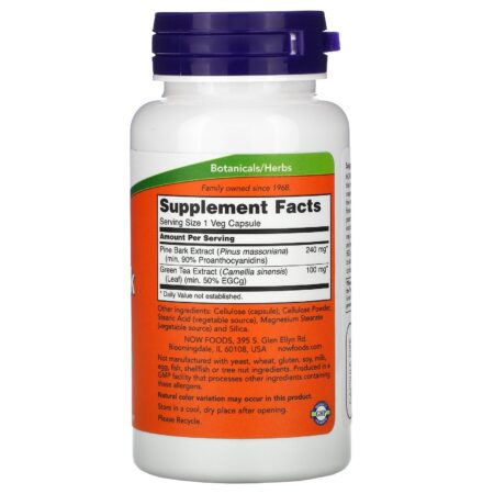 Now Foods, Extrato de Casca de Pinho, 240 mg, 90 Cápsulas Vegetarianas - Image 2